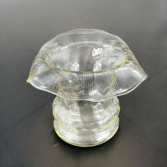 Antique Jack In The Pulpit Vase Bowl Transparent Light Yellow Glass Vintage Vase - Picture 4 of 13